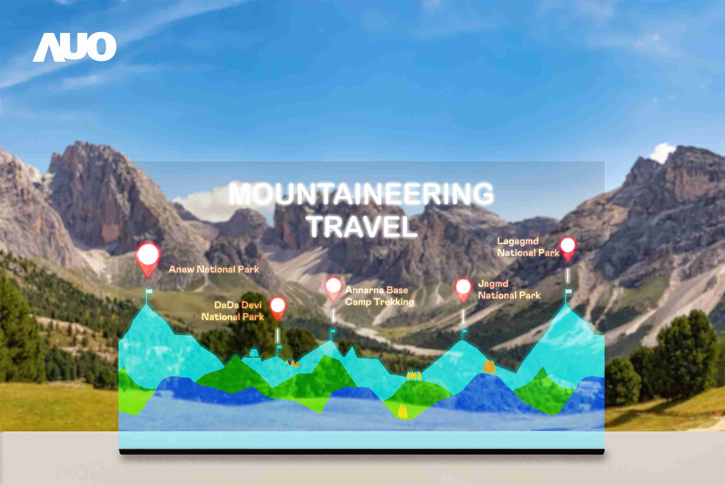 2121非凡展示全球单片尺寸最大(*)42吋透明Micro LED显示器拼接而成的〝64吋透明Micro LED显示器〞，，，，具备高透明度、、、、1,000 nits高亮度、、、、广色域、、、、采用三边无边框的无缝拼接等多重特色，，，，呈现超高清、、、细腻画质而不遮挡后方视觉，，，满足层峰需求，，，可广泛运用于零售、、、艺术展览或商业空间等场域